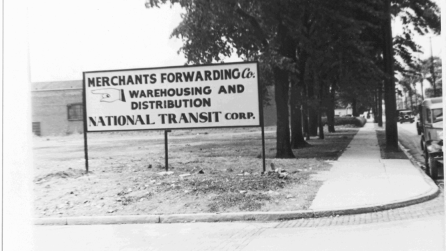 Merchants Forwarding sign, 1929