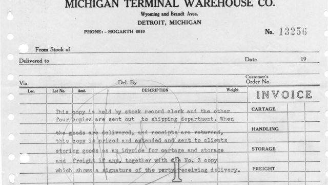 Delivery receipt from 1934